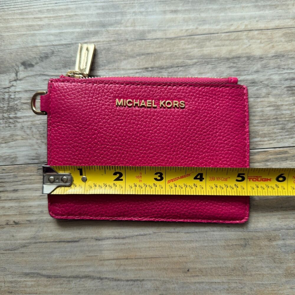 Michael Kors Jet Set Coin Purse Wild Berry Pink Wallet Designer Leather Gold - Picture 8 of 8